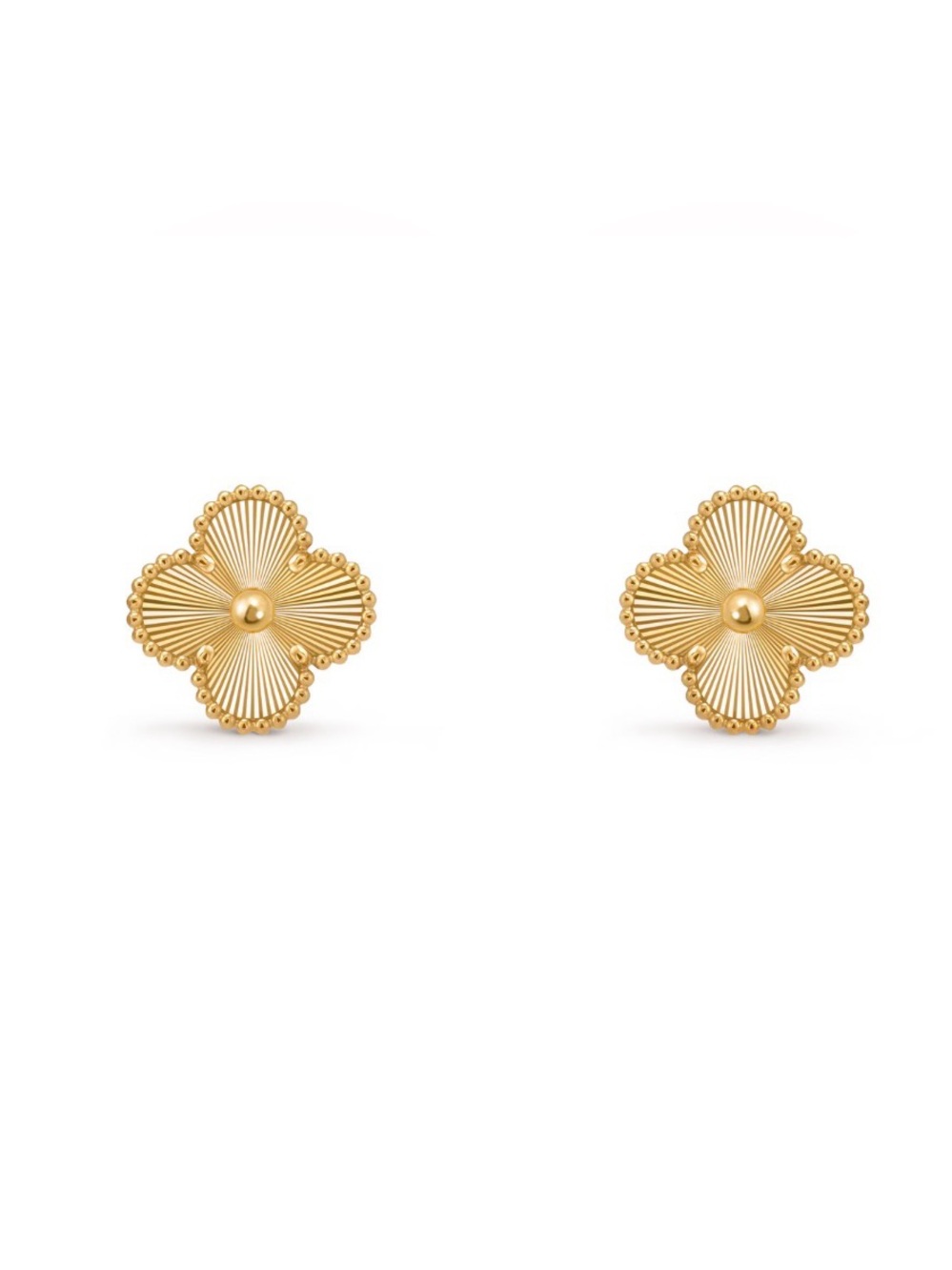 Gold Clover Motifs Earrings Gold Jewelry - Picture 3 of 5